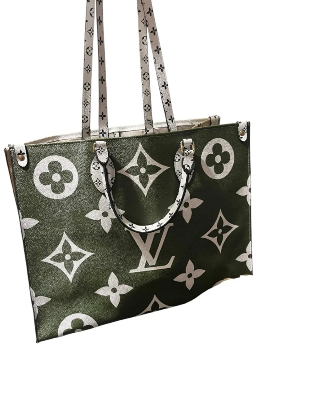 Louis Vuitton Monogram Giant OnTheGo GM Olive Green and Cream Tote